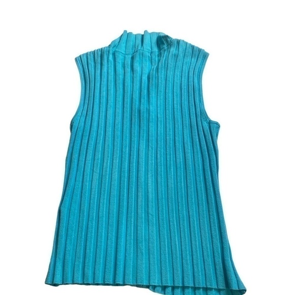 VINTAGE Y2K FONTANA DIAMOND ZIP FRONT TEAL RIBBED TANK - Picture 5 of 6